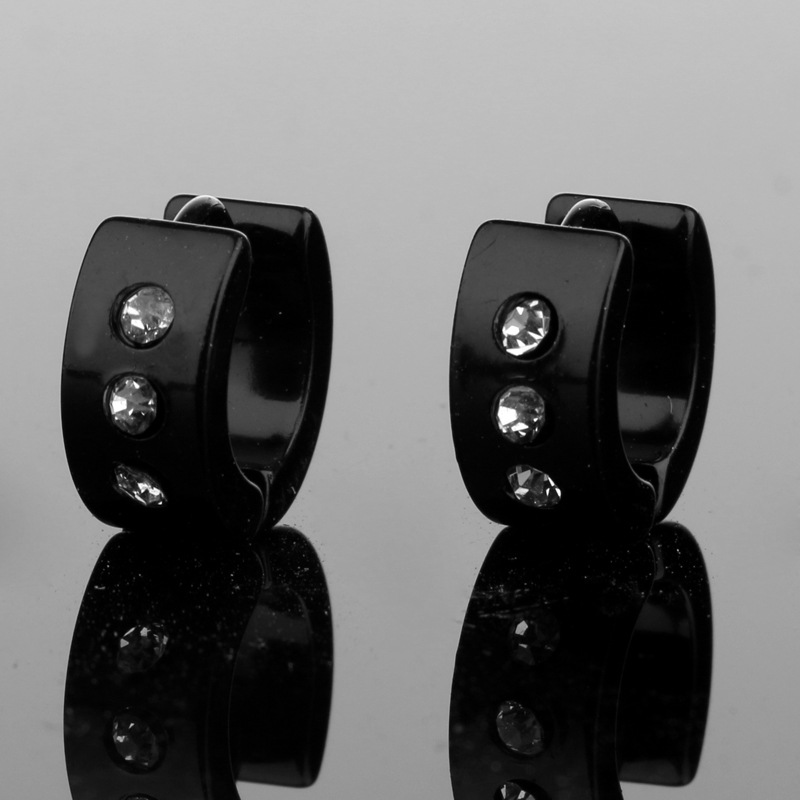

New Stainless Steel Crystal Hoop Ring Puncture Earrings Stud Piercing Jewelry Men Fashion Jewelry Free Shipping