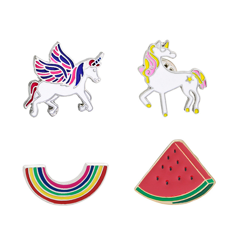 

Unicorn Pegasus Brooch Pins Cartoon Badge Alloy Action Figures Anime Toy Chrismas Gift 20 pcs free shipping