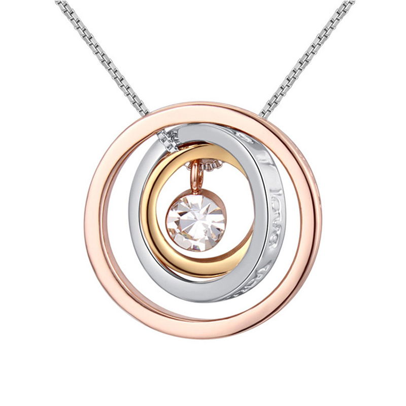 

Fashion brands 9 colors concentric circles pendant necklace Made with Swarovski ELEMENTS crystals best Christmas jewelry gift for women