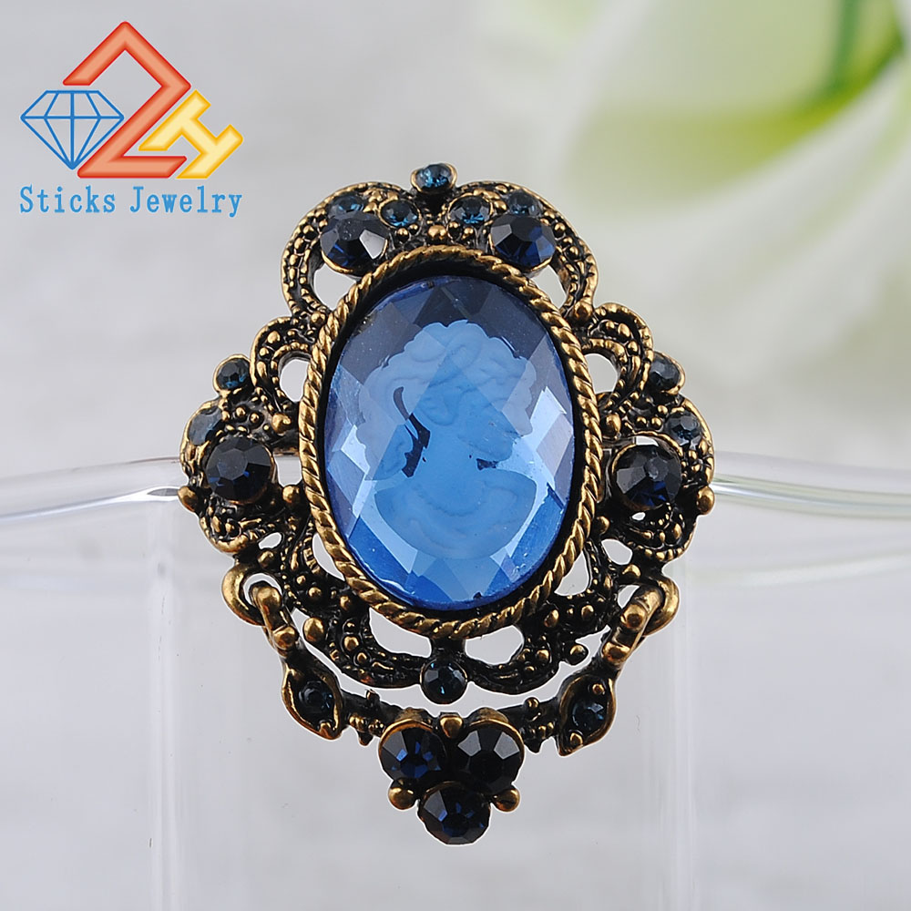 

Classic retro style alloy brooch jewelry beauty head brooch glass factory direct free shipping