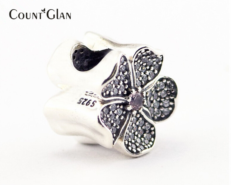 Fits Pandora Bracelet 925 Sterling Silver Jewelry Beads for Jewelry Making Sparkling Apple Blossom Charm DIY Fine-image-396441663