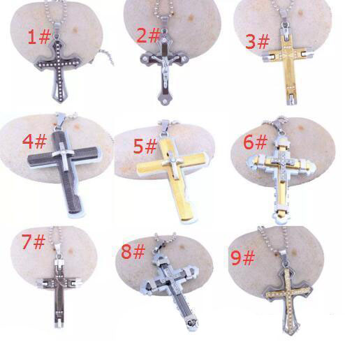 

20PC Best Fashion Hot Sale Unisex's Men Black Silver Stainless Steel Cross Pendant Necklace Chain