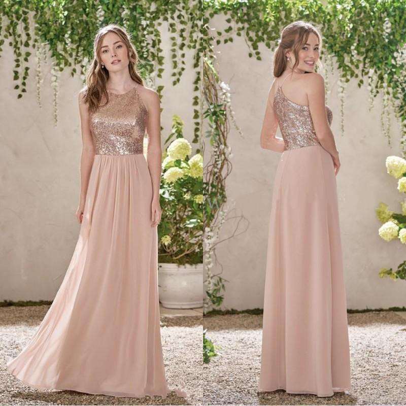 blush pink rose gold bridesmaid dresses