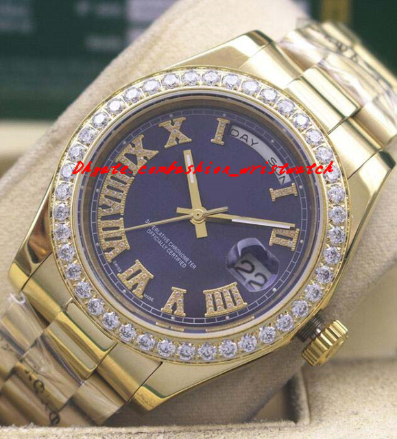 

Hot Sale Luxury Watches Mens 18kt Gold Blue Dial Roman 118348 Diamond Bezel 41mm Automatic Fashion Men's Watch Wristwatch