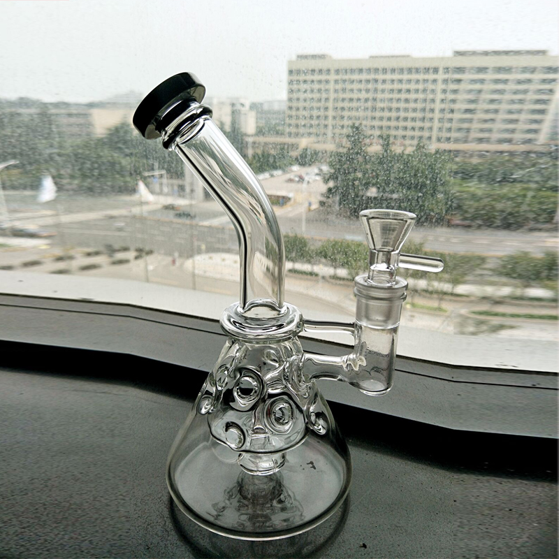 

20cm Tall Bent Beaker Bongs 14.4mm Joint with Cone Piece Birdcage Percolato Water Piper Heady Smoking Pipe Recycler Oil Rigs Free Ship