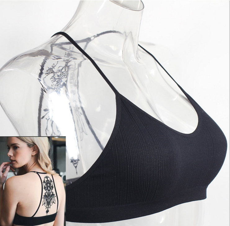 

Original American Order Sports yoga sexy small girls in lace bra sweet girl tube top bra Beautify Back Embroidery Top Lingerie Bra, Black