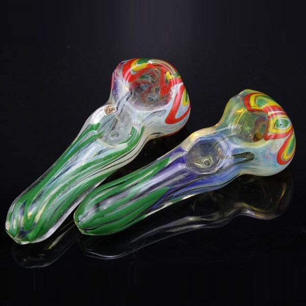 

5 Inch Glass Hand pipe Double Bowl 3D Pattern Glass Smoking Pipe spoon pipe