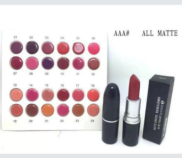 

Free Shipping! 2018 High quality New Makeup ALL MATTE Lipstick 3g 24 Different color (24pcs/lot), Mixed color