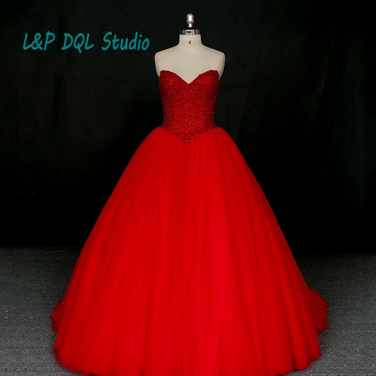 

Sparkling Red Ball Gown Prom Dresses Pleats tulle Bling Bling Sequined Beads Top Real Photos Custom Made Plus Size, Orange