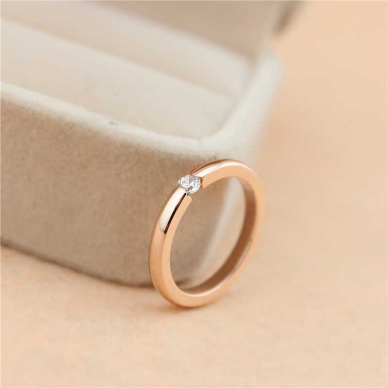 

Promotion Lovers Rings 18K Rose Gold 316L Stainless Steel with Diamond for women and man Rings in 0.2cm width Jewelry Free Shipping PS5454, Silver