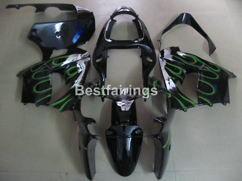 

Free 7 gifts Fairing kit for Kawasaki Ninja ZX9R 2000 2001 green flames black motorcycle fairings set ZX9R 00 01 PJ24, Same as picture