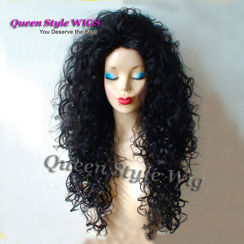 

Cosplay wig. Black wig. Long curly Synthetic black hair wig. Drag Queen. Celebrity hairstyle Cosplay wig
