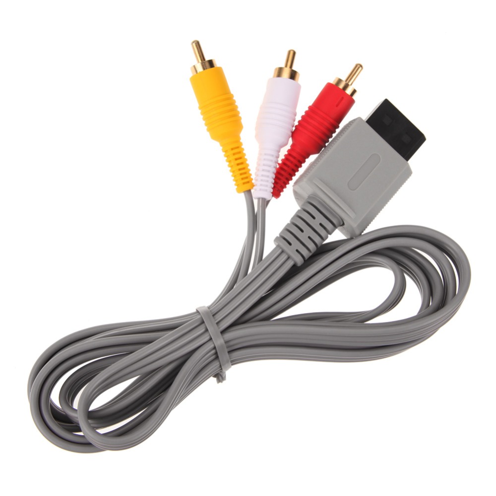 

500pcs lots 1.8m Audio Video AV Composite 3 RCA Cable for Wii cables