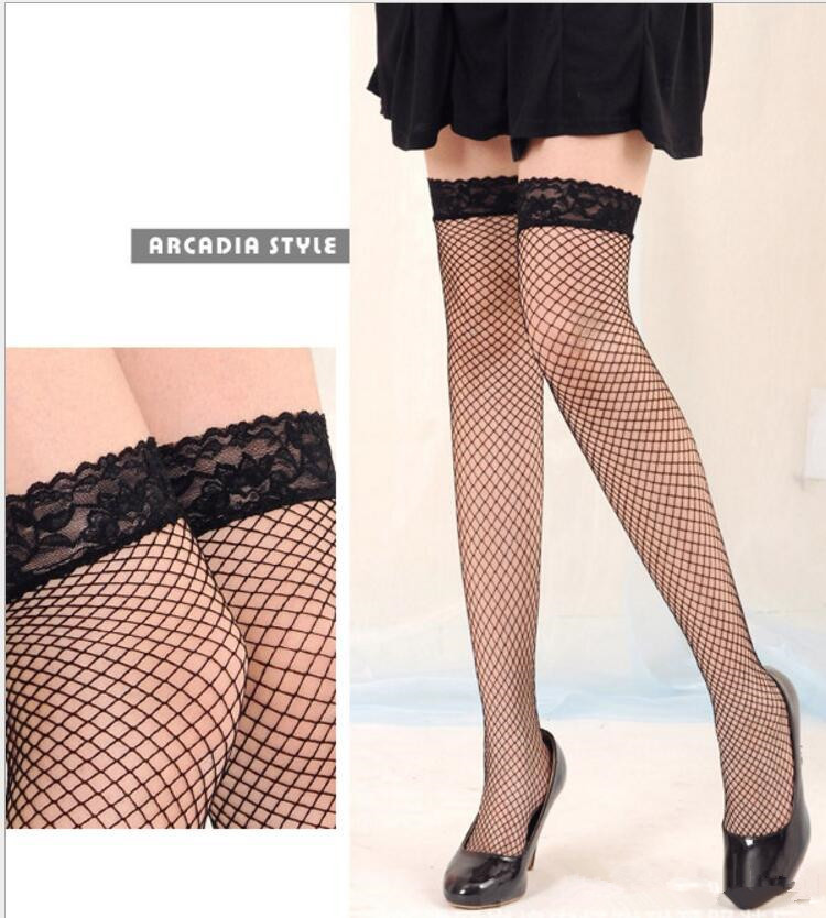 

Women Stocking Mesh Hollow Out Sexy Lingerie Woman Ladies Lace Fishnet Thigh High Stockings, Blue