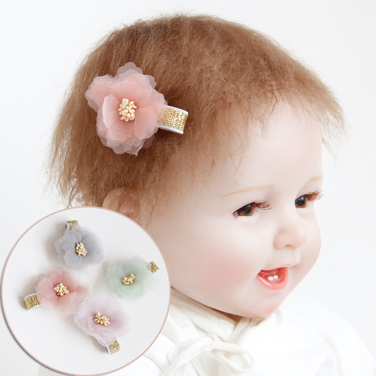 

Boutique 20pcs Fashion Korean Cute Floral Hairpins Solid Kawaii Glitter Gauze Flower Girls Hair Clips Princess Headware Accessories, Mix
