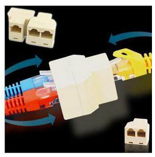 

Beige RJ45 8P8C Network Cable Splitter 1 Female to 2 Female F/F Ethernet Connector Couplers CAT5 Wire Modular Jack Socket Adapter