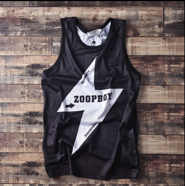 

Wholesale- Men tank tops zoop boys male cheap mesh undershirt loose hiphop promotion plus size lighting awesome cool nightclub dancing, Black