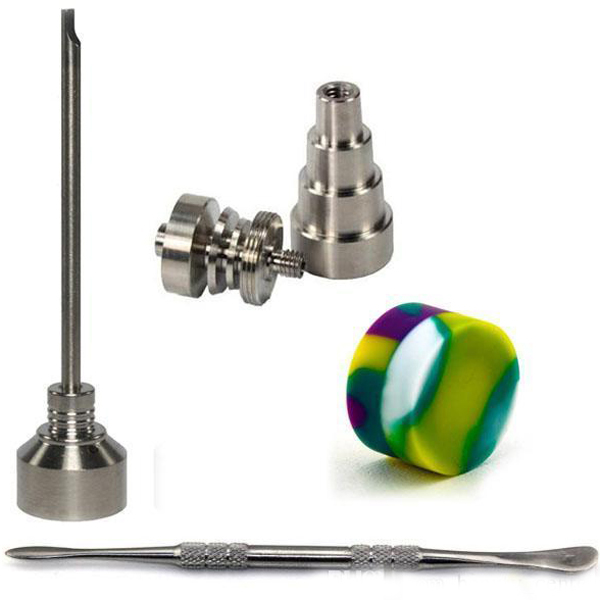 

Cheapest Bong Tool Set Domeless Gr2 10mm & 14mm & 18mm Titanium Nail Carb Cap Dabber for Oil Rings Glass Bongs Smoking Water Pipes