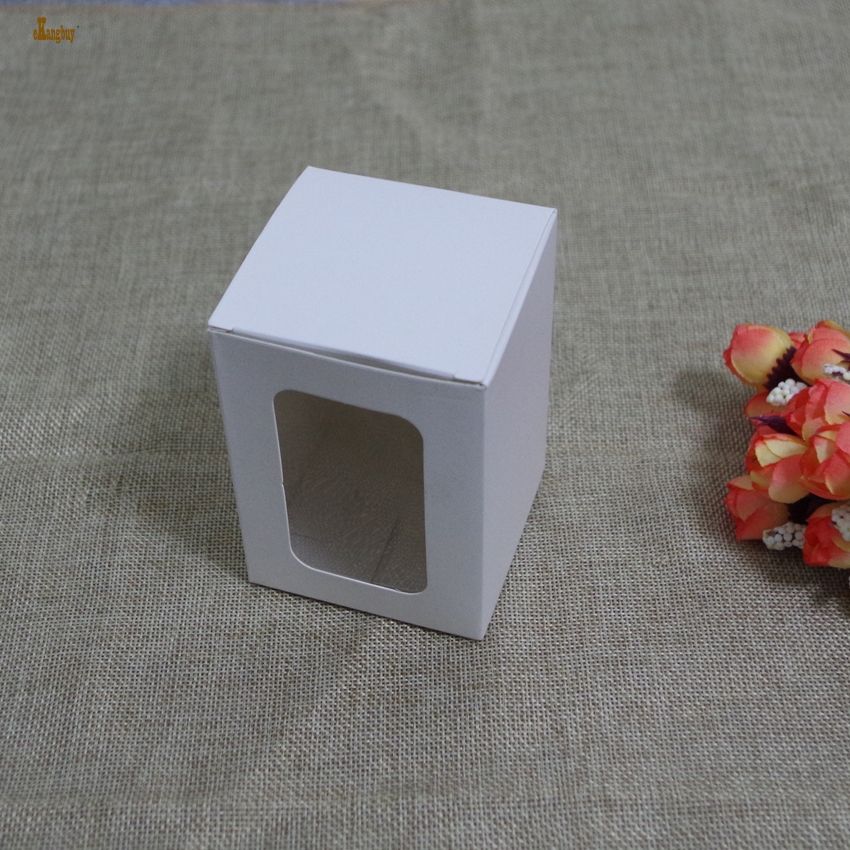 

50pcs/lot 7x7x7cm~ 10x10x12cm White Paper Box with window Gift Craft Bakery Cookies Candy Toys Model Packing Cardboard Boxes