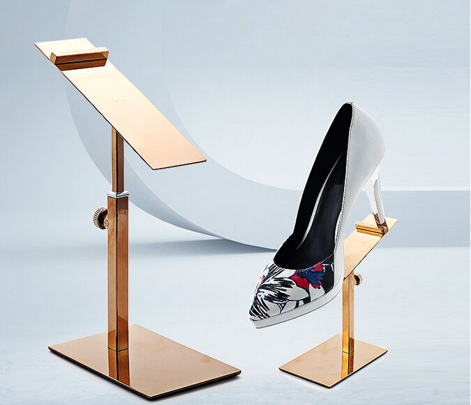 

2017 New Men/Women's shoes display stand rack high quality stainess steel shoe holder shelf adjustable metal shoes display rack