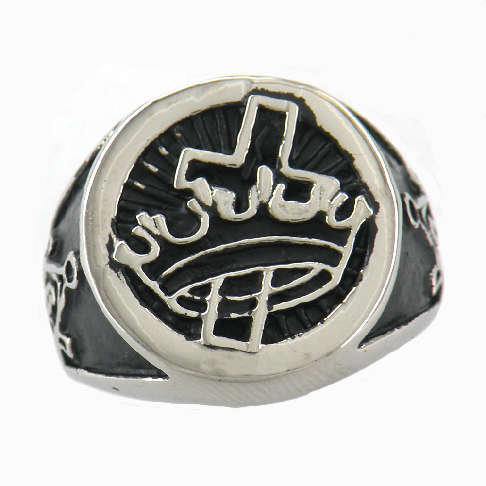 

FANSSTEEL stainless steel mens or wemens jewelry free masonary blue lodge MASTER MASON CROSS CROWN MASONIC ring brothers sisters gift 9w80