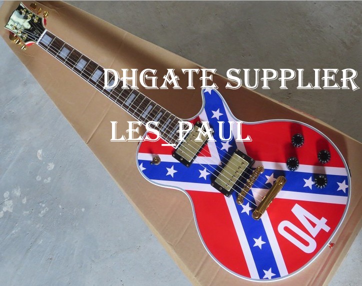 

Custom Shop ZAKK WYLDE REBEL FLAG Electric Guitar Black Speed Knobs Gold Hardware Drop Shipping