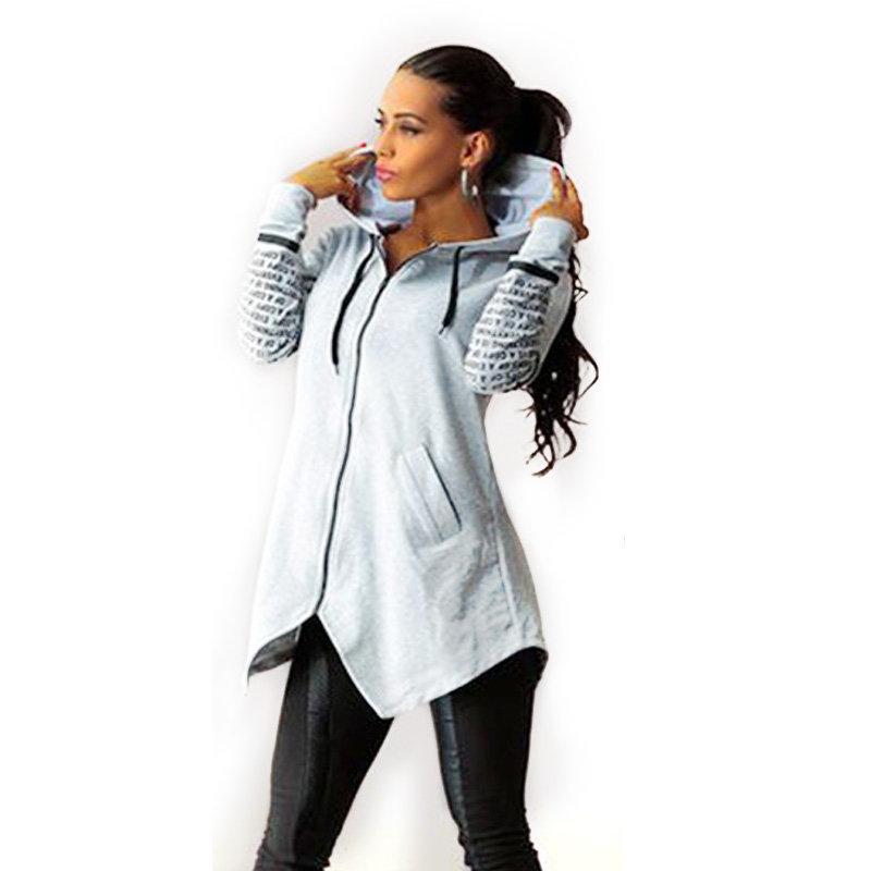 

Wholesale- Autumn Jackets Women 2017 Long-Sleeved Hooded Hoodies Casual Letter Harajuku Outwear Coat Sweatshirt Sudaderas Mujer Plus Size, Black