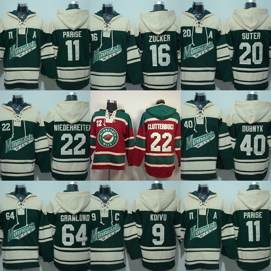 # 9 hommes Mikko Koivu # 11 Zach Parise # 16 Jason Zucker # 20 Ryan Suter # 22 Clutterbuck # 22 Nino Niederreiter # 40 # 64 chandails de hockey s