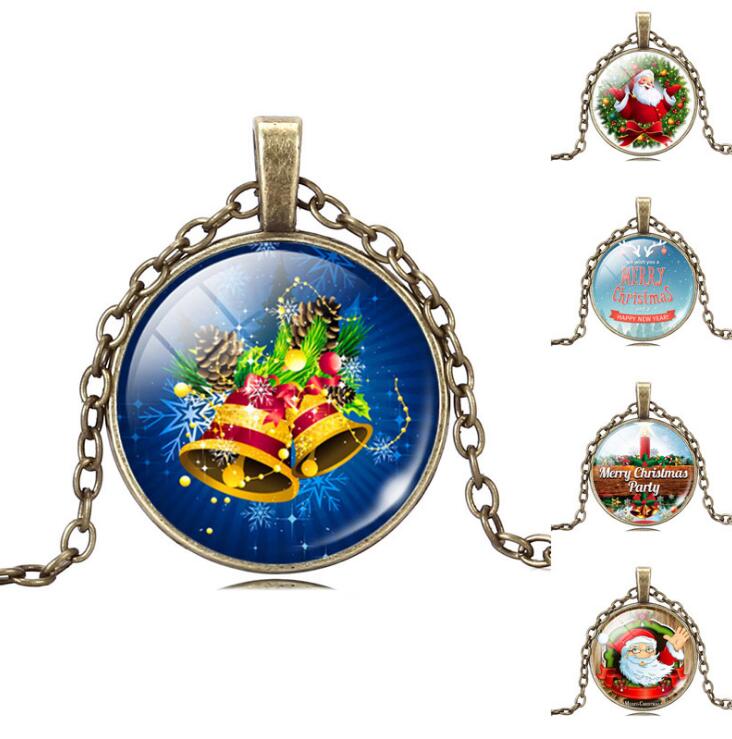 

Free ship Christmas gifts Santa Claus gemstone necklace sweater chain N518 (with chain) mix order 20 pieces a lot