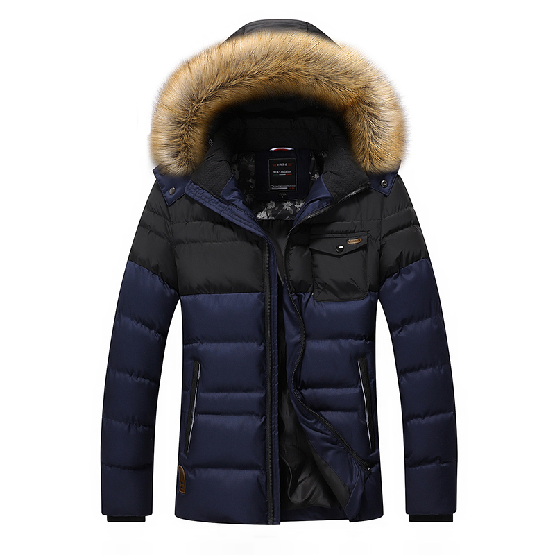 Wholesale- Thickening Winter Jacket Men Brand-Clothing Casual Outerwear Parka Coats Warm Down Jacket Fur Collar Zipper Garment DJ07402