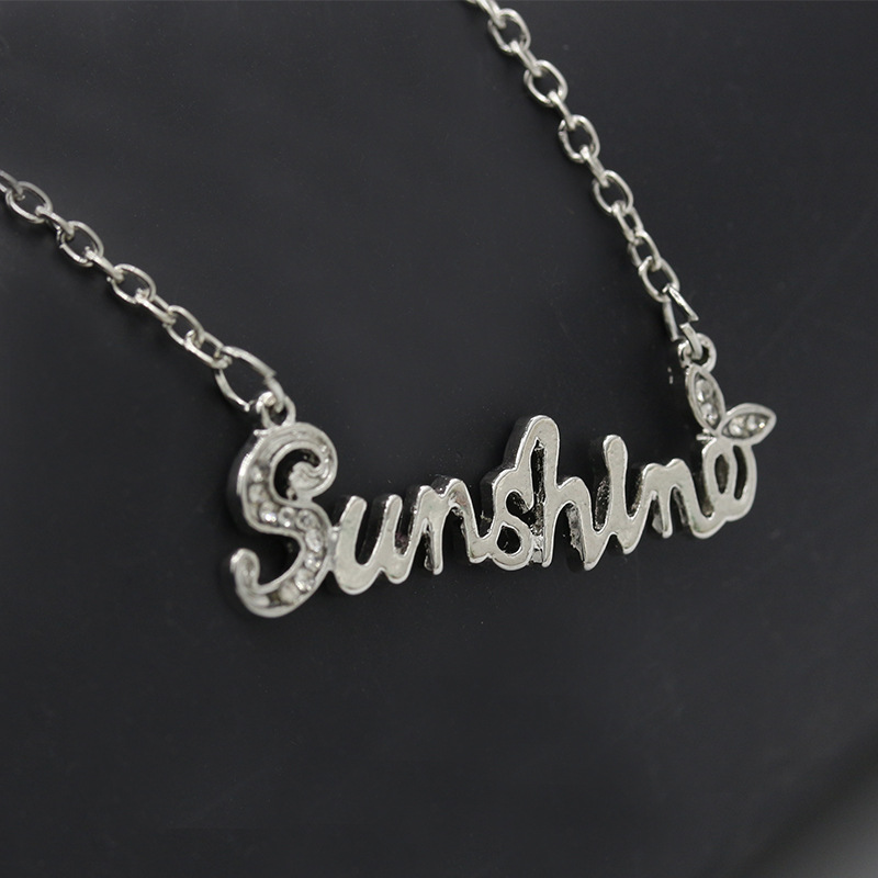 

New Fashion Letter Pendant Necklace Jewelry for Girls Women Silver Color You Are My Sunshine Necklaces Valentine's Day Gift