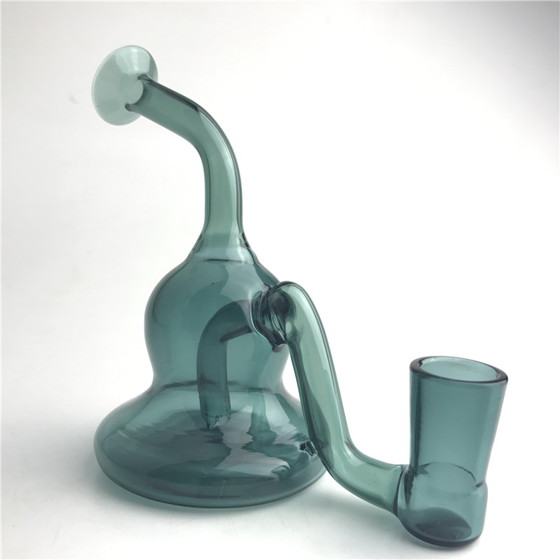 

New 14.4mm Colorful Recycler Oil Rigs Glass Bongs Water Pipes 4.5 Inch Dark Green Mini Hand Bong Oil Rig for Smoking