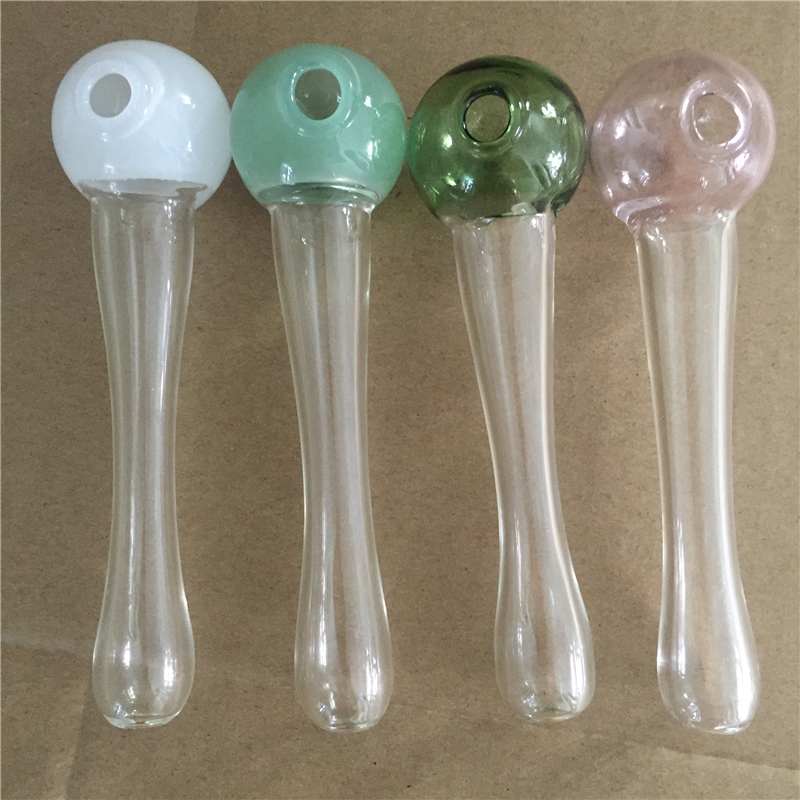 

2017 New Design mini Pyrex Glass Oil Burner Clear glass tube smoking pipes oil nail water pipe inch 12mm in stock Random color