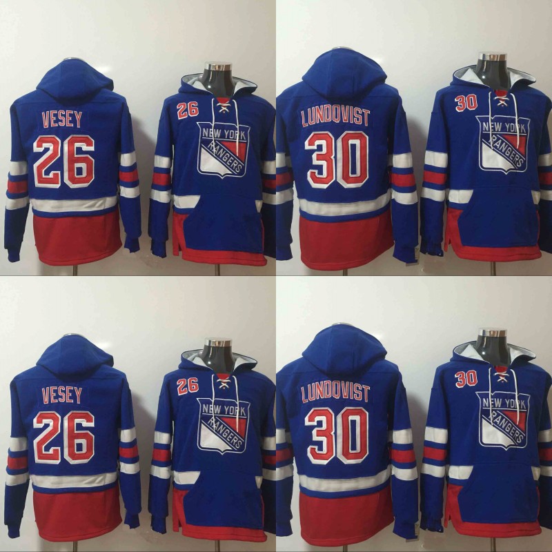 Mens New York Rangers Hoodies Hockey Jersey 26 Jimmy Vesey 30 Henrik Lundqvist Sweatshirts Winter Jacket Free Shipping