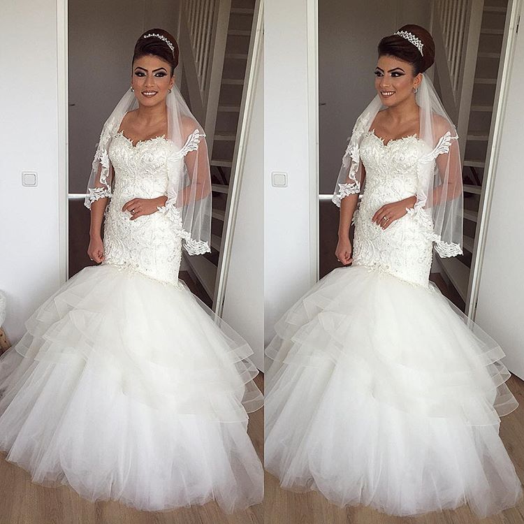 

Ivory Lace Mermaid Wedding Dresses Sweetheart Appliques Sexy Corset Wedding Gowns Plus Size Bride Dress Custom Made, Red