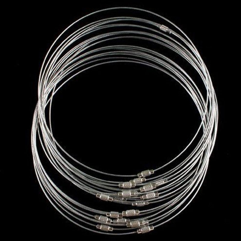 

Wholesale 1mm 18inch stainless steel wire necklace cord collar choker screw clasp DIY Jewelry Findings & Component Free shipping