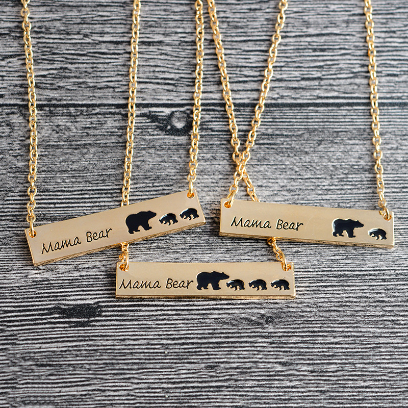 Mama Bear Pendants Necklace Gold Silver Colors Alloy Pendant WIth 18 Inches Chain Animal Necklaces Fashion Jewelry-image-400076497
