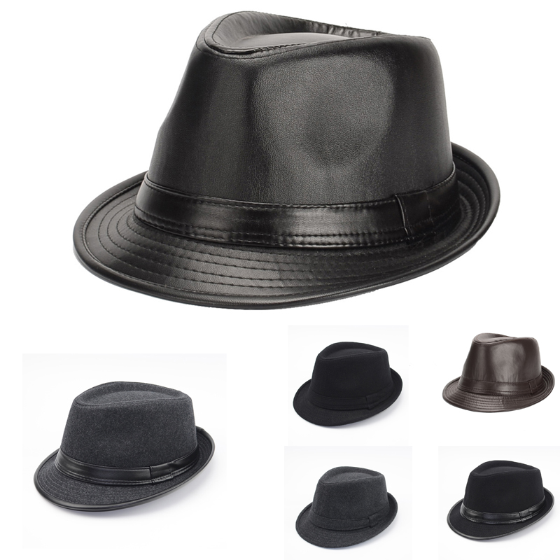 

New Autumn Winter British Style Men Jazz Caps Hats Fashion Wool Felt Fedoras Trilby Hat for Middle-aged and Elderly Men GH-215, Grey