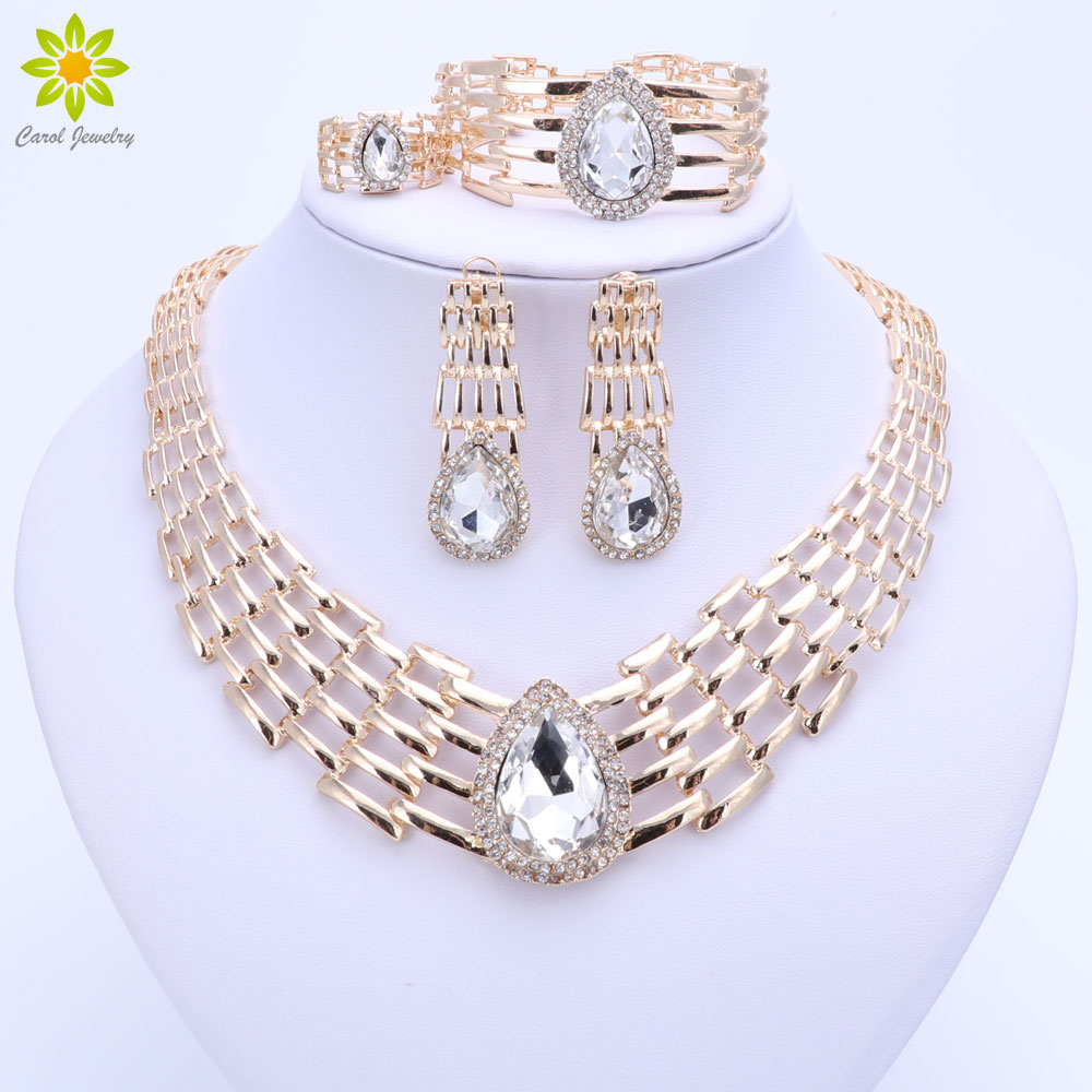 African Beads Jewelry Sets For Women Big Choker Nigerian Wedding Fashion Dubai Gold Plated Party Costume Bridal Jewelry