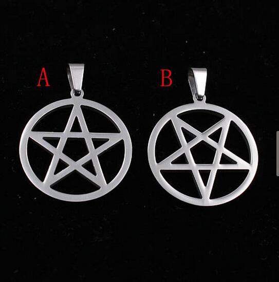 

Choose style Lot 5pcs in bulk wholesale Stainless steel Inverted pentagram satanic worship Pendant Charms Silver Tone High Polished men