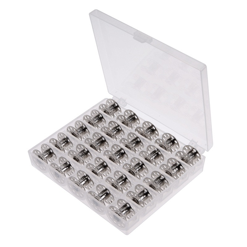 

25Pcs Metal Bobbins Spool 25 Grids Empty Storage Case for Brother Janome Singer Sewing Machine Accessories