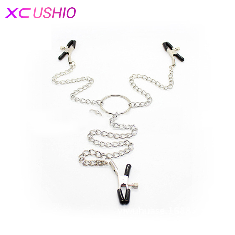 

1pc Metal Long Chain Nipple Clamps Chains Adult Games Breast Clips Milk Folder Vagina Clip Flirting Sex Toys for Couples 0701