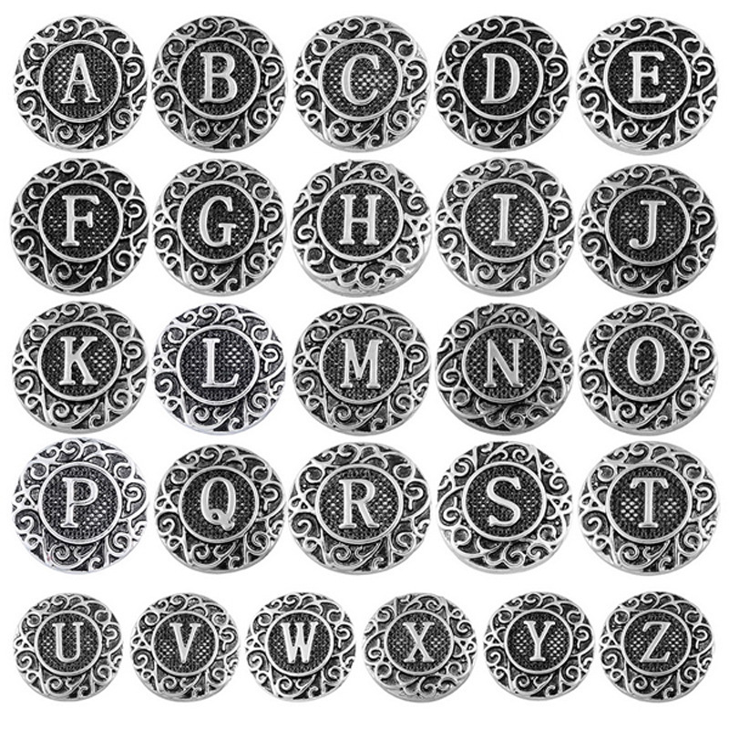 

Ginger Snaps Vintage 26 English Letters Metal Snap Button Interchangeable 18mm Jewelry Accessory(You can choose whatever you like)