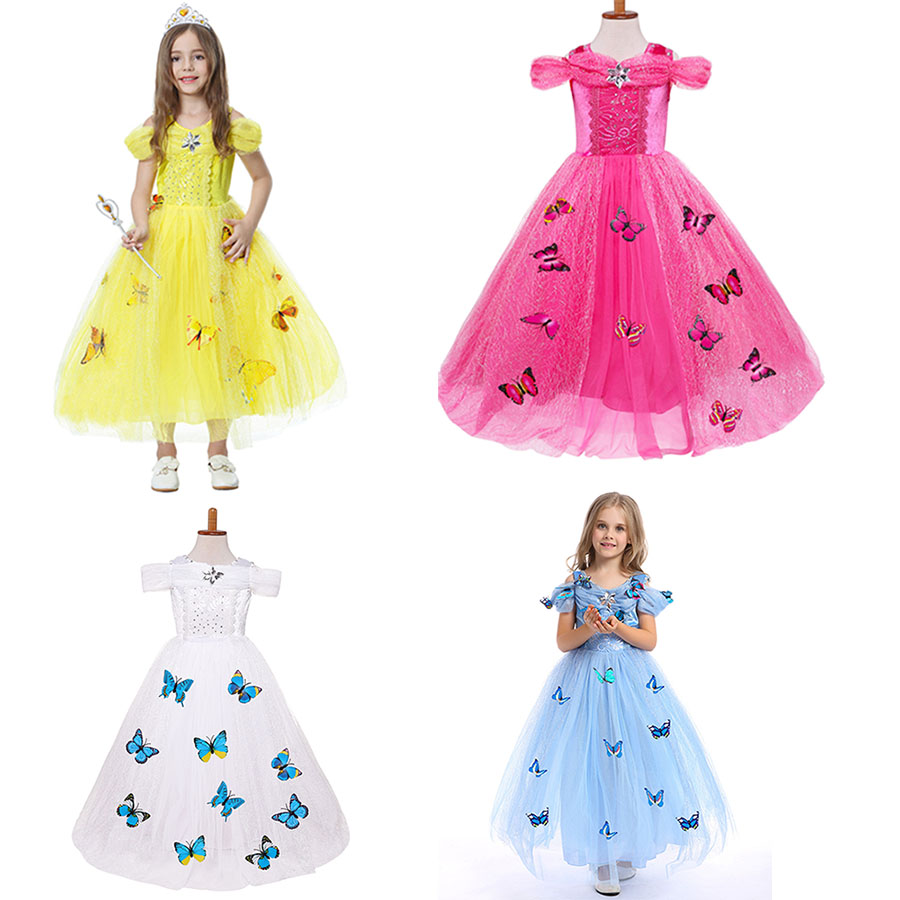 Blu Dress Tutu Farfalla per Bambini Bambino nuovo partito senza maniche bambina OUTFIT