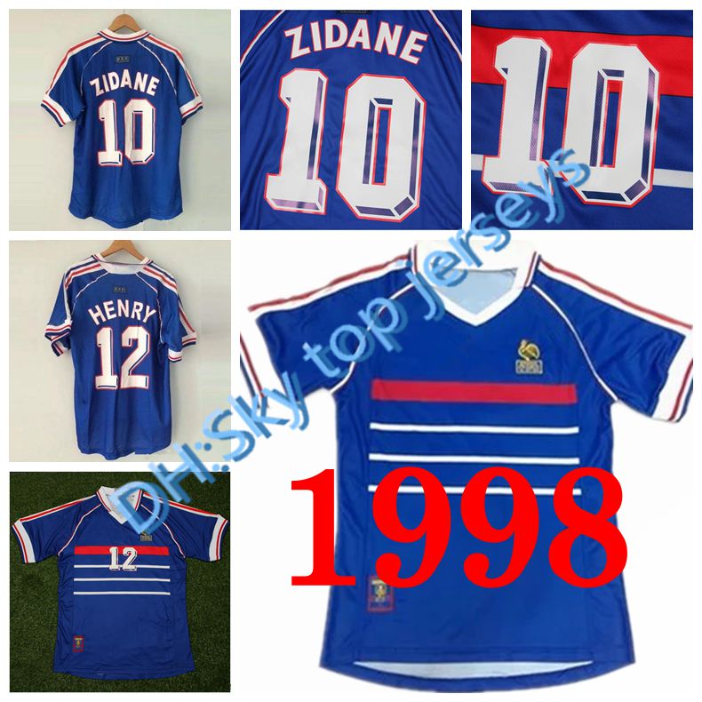 

Wholesale 1998 retro frances soccer jerseys home top thai 3AAA customzied name number zidane Henry soccer uniforms football shirts, Black;yellow