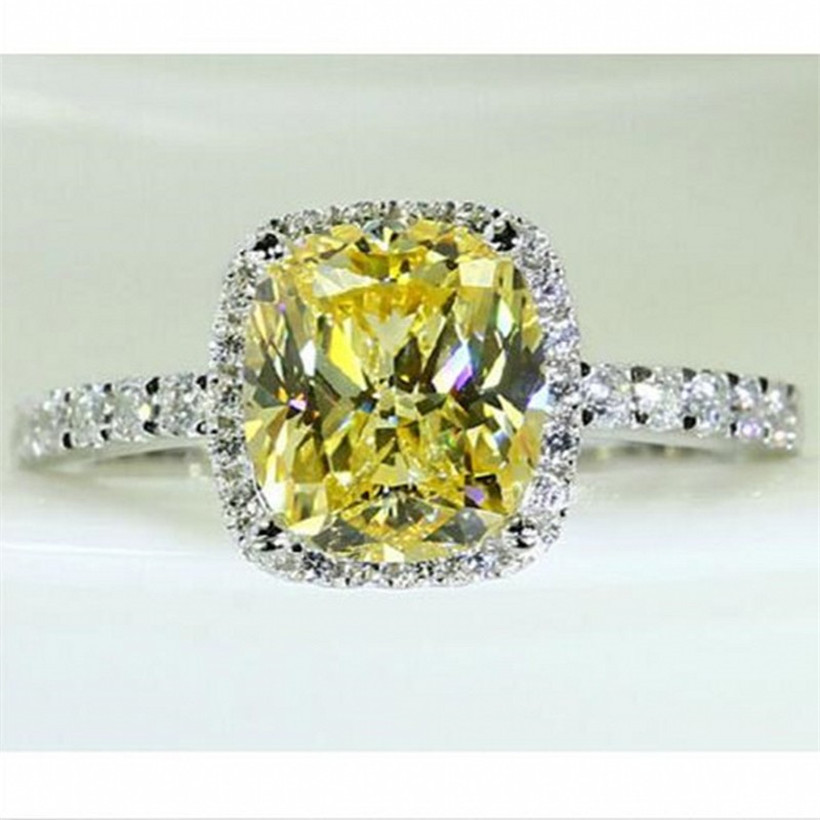 

Big Promotion 3ct Real 925 Silver Ring SWA Element yellow Topaz Diamond Rings For Women Wholesale Wedding Engagement Jewelry New SIZE 5-10