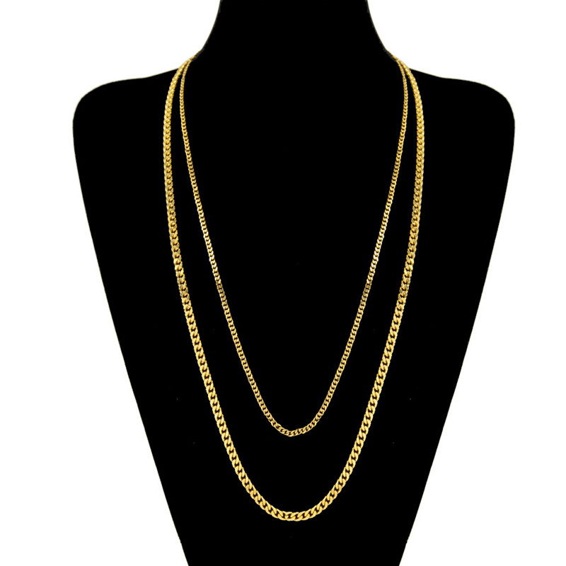 

Fashion 3MM 5MM 60CM 70CM Men Stainless Steel Yellow Gold/White Gold Plated Hiphop Cuban Link Chain Unisex Necklace for Men Women NL-231