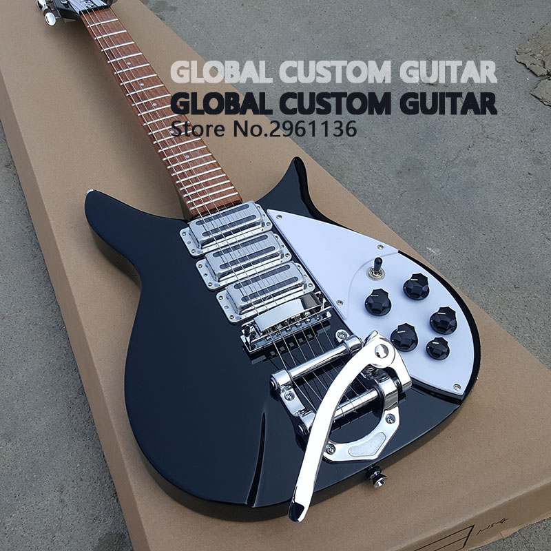 

High-quality 325 electric guitar, basswood body with three pickups, black paint, real guitar photos, can be customized.