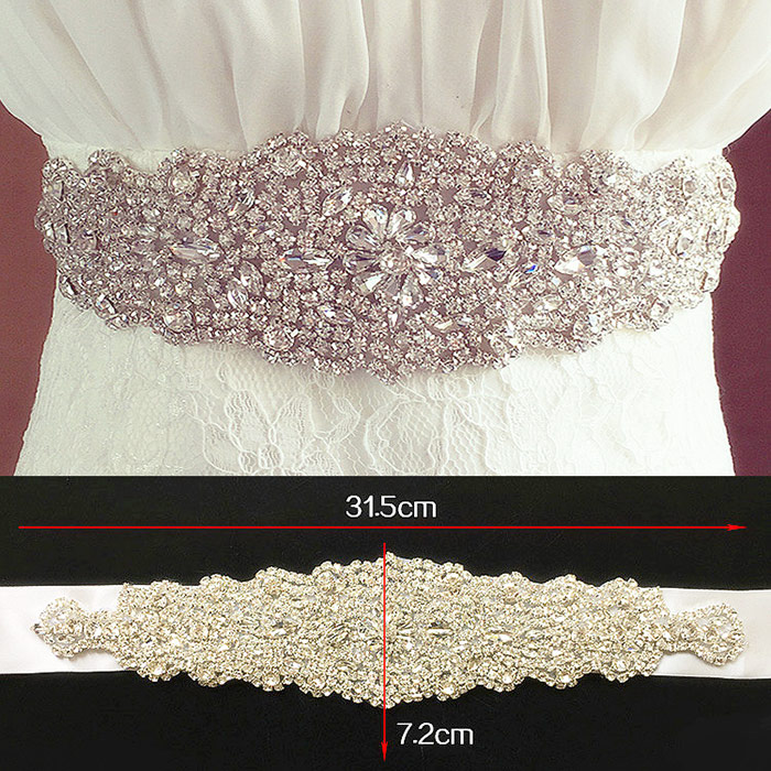 

Bright Bridal Belt Wedding Rhinestone Faux Gorgeous Princess Sashes Bridesmaid Dress Sash Wedding Accessories Multi Color Ribbon BW61, White
