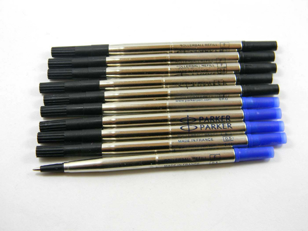 

10PCS metal Parker Blue Good Quality Rollerball Pen 0.5mm Refill For Stationery Free shipping